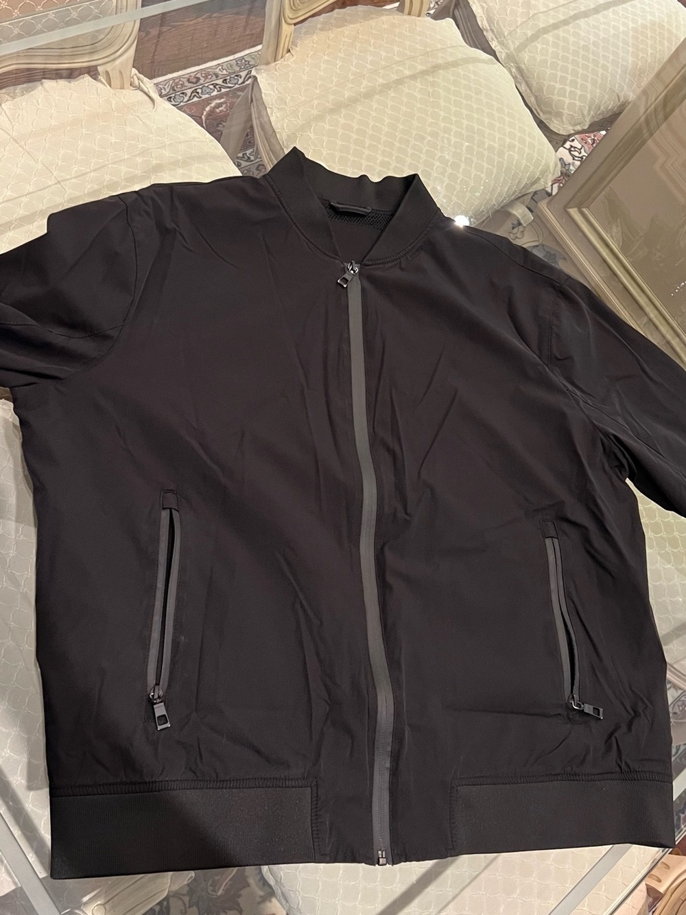 Zara Black Bomber Jacket with Zip Pockets